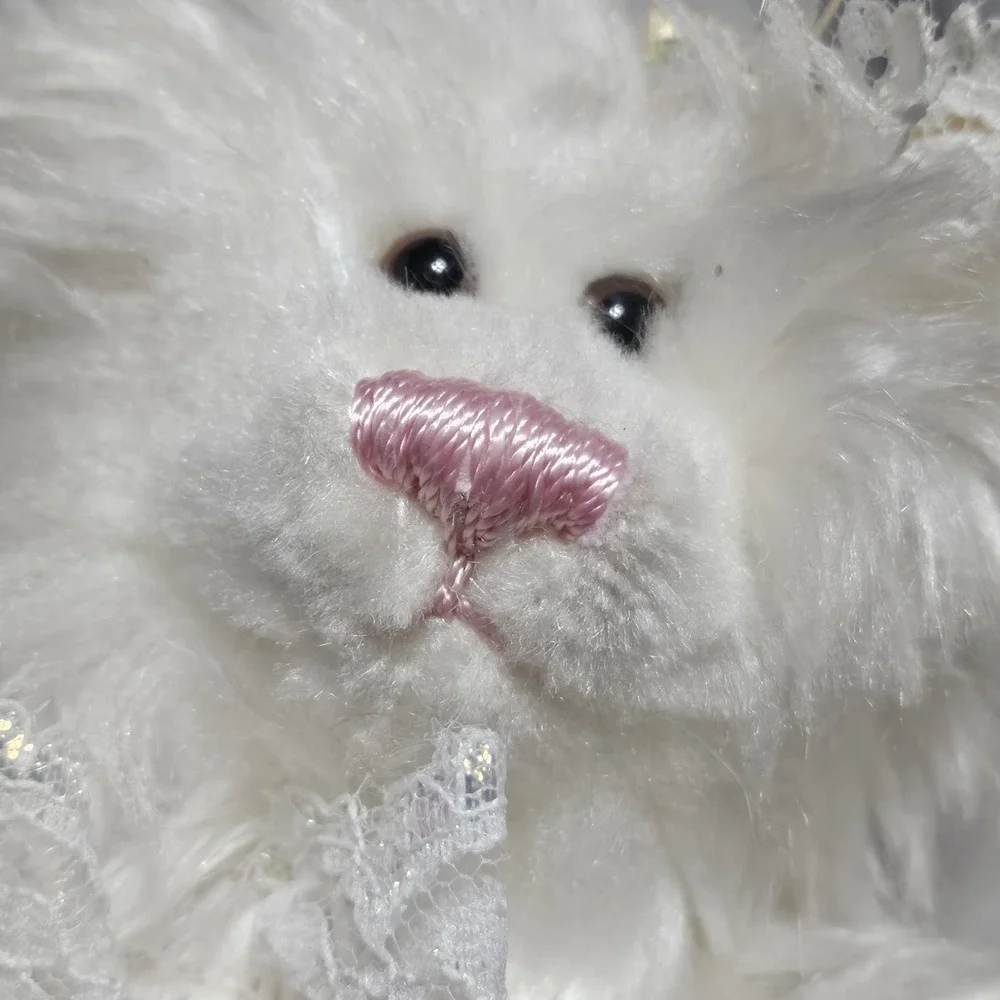 A&A Angel Teddy Bear Plush Jointed Stuffed Toy White W Wings Pink‎ Nose & Toes